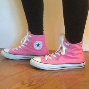 Unisex Converse, pink high tops women’s size 8